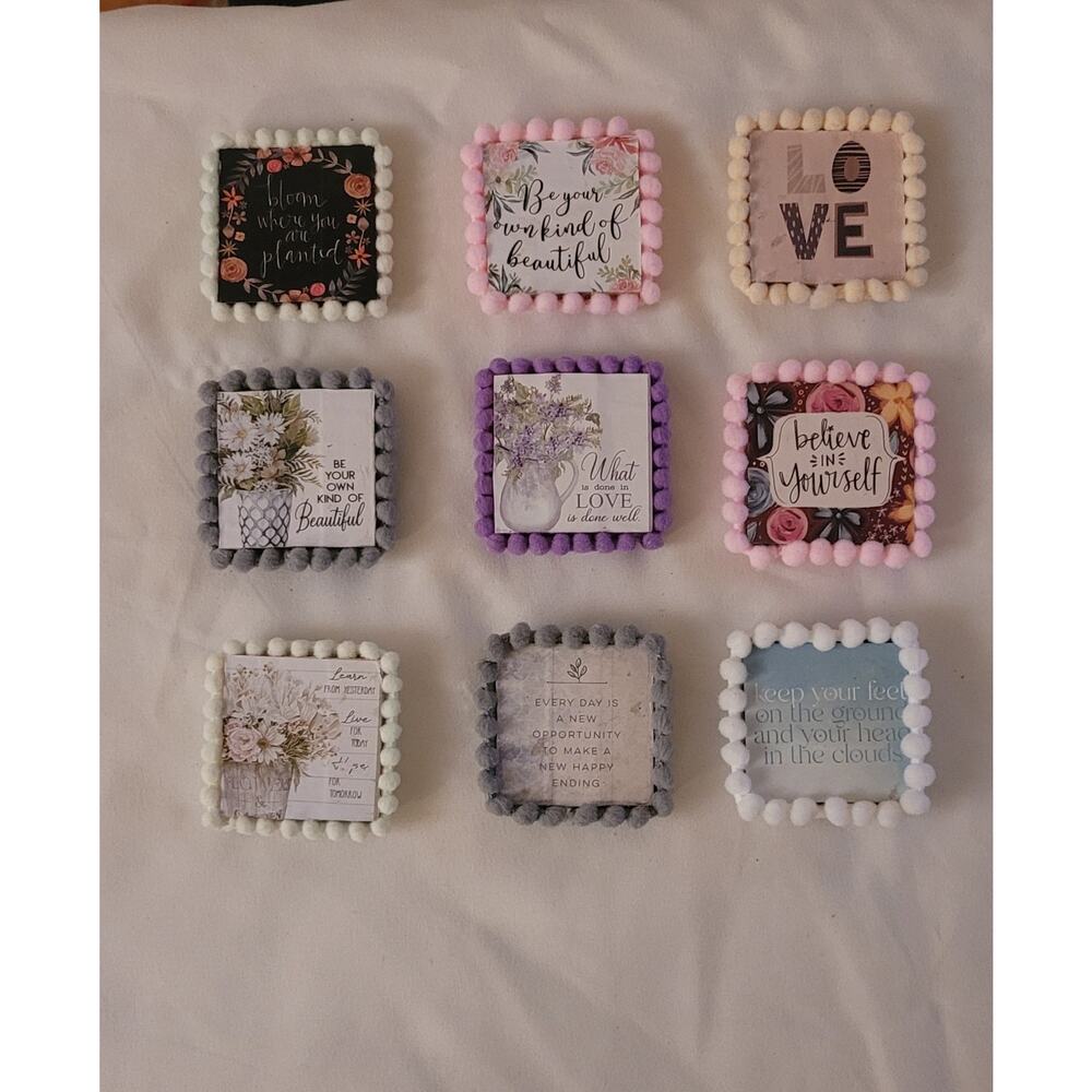 Lot Of 9 Wooden MAGNETS Positive Sayings Love Beautiful Believe hope Mom Gift20